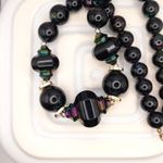 Chunky Black Plastic Bead Necklace 1980s Vintage Retro Lagenlook Statement