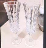 Clear Stemmed Glass Champagne Flutes Set of 2 (Service for 2)