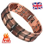 100% PURE Copper Bracelet for Men 3X Strength Magnetic Therapy Bracelet Magne UK