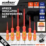 6pc Insulated Magnetic Electricians Screwdriver Soft Grip Phillips Flat Set