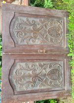 Pair Antique Walnut Carved Doors. Arts & Crafts Art nouveau