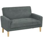 HOMCOM 2 Seater Sofa, Velvet-Feel Upholstered Loveseat for Small Space, Grey