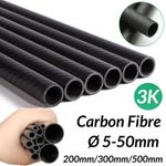 3K Carbon Fiber Tube Gloss Twill 200/300/500 mm OD 5 mm‑50 mm Roll Wrapped