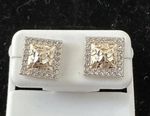 New With Tags Yellow 925 Sterling Silver Square Nugget Stud Earrings Screwbacks