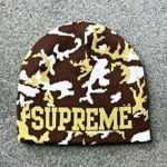 Supreme reversible Brown Knit Logo Beanie Hat One Size Logo Theme Winter Beanies