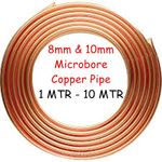 8mm & 10mm Copper Pipe Microbore GAS WATER LPG OIL DIY PLUMBING CENTRAL HEATING