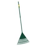 JVL Garden Lawn Leaf Rake with Telescopic Handle - Green