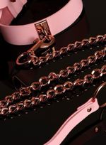 Honey Birdette Kukuro Pink Bondage Collar with Leash & Rose Gold Hardware