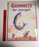 Vintage Guinness For Strength Fishing Metal Sign Retro Pub Bar Wall Plaque