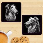 Borzoi Dog Coasters, Set Of 2, Mug Mats, Gift