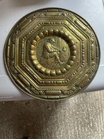 Vintage Brass Wall Plaque, Tavern Musician Drinking Scene