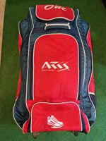 Arks wheelie Duffel Cricket Kit Bag, Shoulder Load & Pull Trolley : Red & Blue 