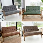 VINTAGE STYLE FAUX LEATHER SOFA RETRO DESIGN WAITING ROOM SEATING