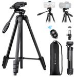 K&F Concept 60"/152cm Travel Tripod For Phone Camera 1/4" Screw Mount & Remote