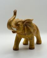 Hand Carved Wooden Elephant Figurine With Tusks Animal Ornament Decor