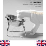 Raised Cat Bowl 15° Tilt 304 Stainless Steel Elevated Pet Food Dish Feeder Stand
