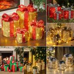 3pcs LED Present Set Christmas Decorations and Gift Box Wedding Cube