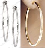 CLIP ON 6cm big GOLD/SILVER FASHION HOOPS clips HOOP EARRINGS non-pierced ears