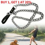 Heavy Duty Metal Chain Dog Lead With Handle Long Strong Control Leash 0.2*120cm