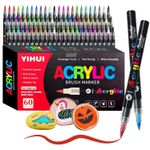 48 Color Acrylic Paint Markers Dual Tip Brush Fine Point Paint Pens Art Set