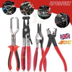 4PCS Hose Clamp Pliers Set Fuel Line Clip Clic-R Remover & Flat Band Clamp Tool