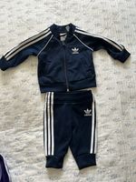 adidas Baby 2-Piece Tracksuit Set Full Zip Jacket & Trousers Navy/White 0-3M