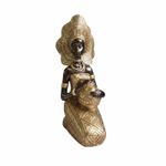 Kneeling Woman Figurine with Bowl Golden Resin Statue Decorative for Living Room