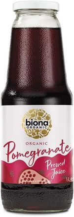 Organic Pomegranate Juice 1L, Pack of 6 - Pure, Pressed Fruit Juice