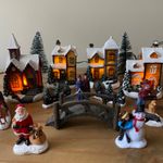 Christmas Village Set Scene For Windowsills Or Mantelpieces - 24 Piece with LEDs