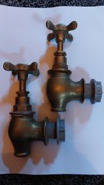 Pair Brass Hot Cold Taps Vintage Sold As Seen Untested