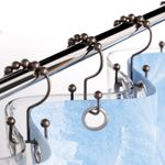 Black 12PCS Shower Curtain Hooks Rustproof Metal Iron Double Sided Bath Curt BL