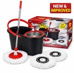 360° Spin Mop & Bucket Set with Wringer 2 Microfibre Heads Extendable Handle