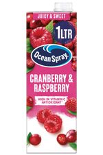 Cranberry & Raspberry Juice Drink 1L Sugar & Natural Sweetener Fruit Juice 1 l
