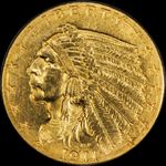 1911 USA GOLD INDIAN HEAD QUARTER 2.5 DOLLARS EX JEWELERY AU