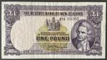 NEW ZEALAND 1 ONE POUND BANKNOTE 1954 SERIAL 054 191953 Circulated P159 P 159