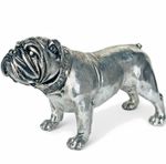 Silver Bulldog Figurine ornament statue sculpture decoration large 26cm, boxed