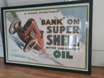 Original Shell Advertising Poster Bank on Super Shell by Norman Keene . Framed