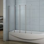 Quality 900x1400mm 4 Fold Folding Shower Bath Screen Door Panel Wetroom Glass