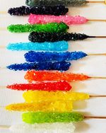 10 Pack of Rock Candy Sticks, Yellow, Red, Black, Green, White, Silver, Orange