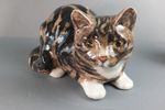 Vintage Large Winstanley Tabby Cat Glass Eyes Signed Lying Size 5 29cm