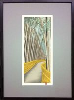 Kato Teruhide Japanese Woodblock Print "Sagano Path" Kyoto Framed Art