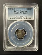 1858-O New Orleans Seated Liberty Half Dime H10C PCGS Genuine Scratch XF Details