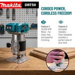 Makita 18v LXT Brushless Palm Laminate Router Trimmer Body Only DRT50Z