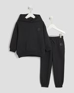 River Island Mini Boys Hoodie & Joggers Set Black RR 2 Piece Oversized Outfit