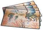 Nautical Plastic Place Mats Wipe Clean - Octopus Design - Set of 4