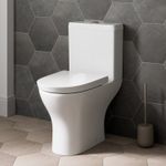 Close Coupled Toilet Modern Bathroom WC Short Projection Soft Close Seat White