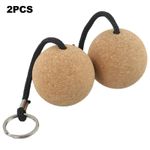 2Pcs 50mm Floating Cork Ball Key Ring Sailing Boat Float Buoyant Rope Kayak