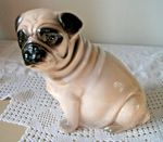ENDEARING CERAMIC PUG DOG MONEY BOX ORNAMENT - TOO CUTE !