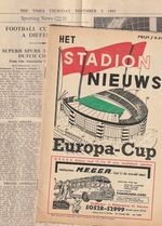 FEYENOORD v TOTTENHAM HOTSPUR (SPURS) & REPORT - EUROPEAN CUP - 1 NOVEMBER 1961