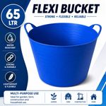 65L Heavy Duty Flexi Tub Bucket Large Flexible Plastic Garden Storage Builder Wa